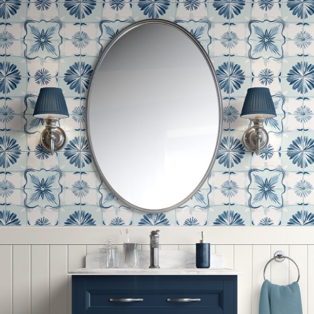 Ocean Harmony Tegels - Zacht Blauwgroen, Wit - Kus Behang (Ocean Harmony Tiles Peel and Stick Wallpaper )