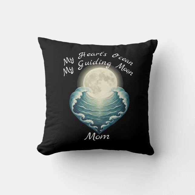 Ocean Heart Guiding Moon Mom Kussen (Voorkant)