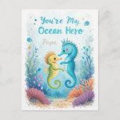 Ocean Hero Vaderdag Zeepaardje Pap Briefkaart (Voorkant)