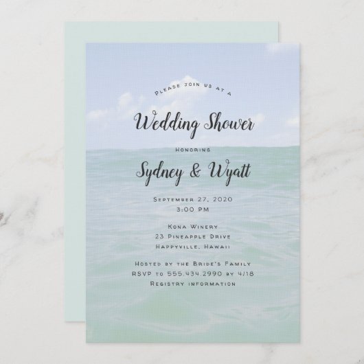 Ocean Horizon Wedding Shower Uitnodiging Sjabloon (Voorkant / Achterkant)