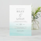 Ocean Hues Destination Beach Wedding Invitations Bedankkaart (Staand voorkant)