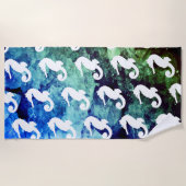 Ocean Hues White Seapaarden Strandlaken (Voorkant)