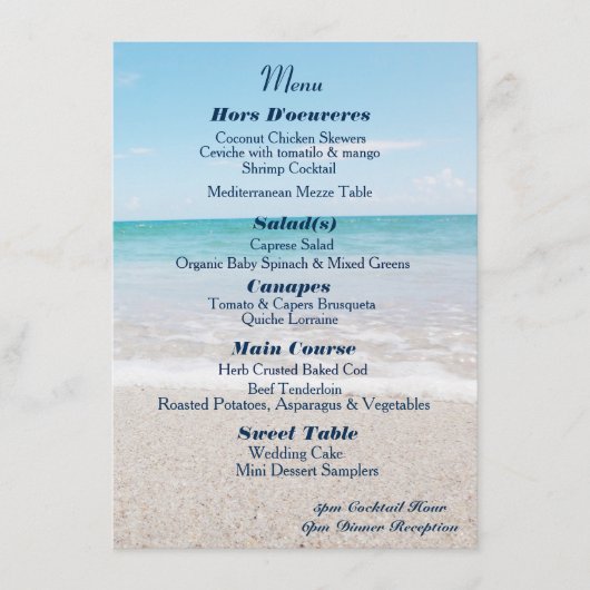 Ocean I Bestemmingshuwelijk Menu (Voorkant)