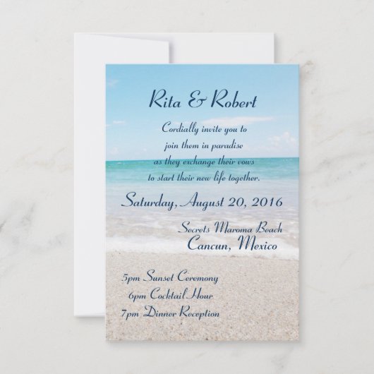 Ocean I Destination Wedding Invitation Kaart (Voorkant)