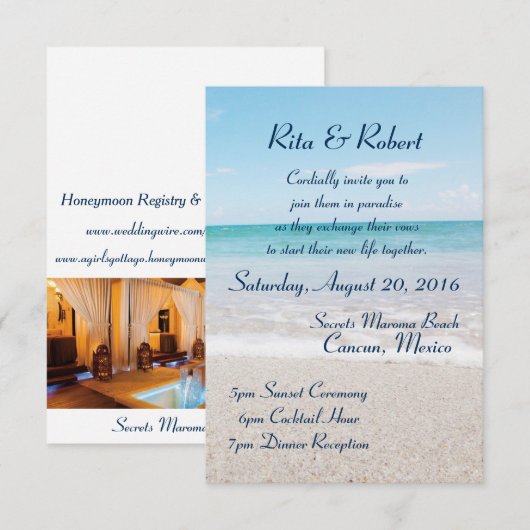 Ocean I Destination Wedding Invitation Kaart (Voorkant / Achterkant)