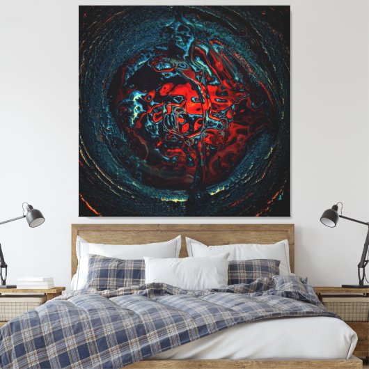 Ocean Inferno Red Glow Canvas Afdruk (Insitu (Slaapkamer))