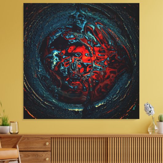 Ocean Inferno Red Glow Canvas Afdruk (Insitu (Woonkamer))