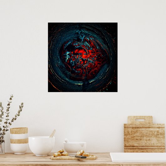 Ocean Inferno Red Glow Poster (Keuken)