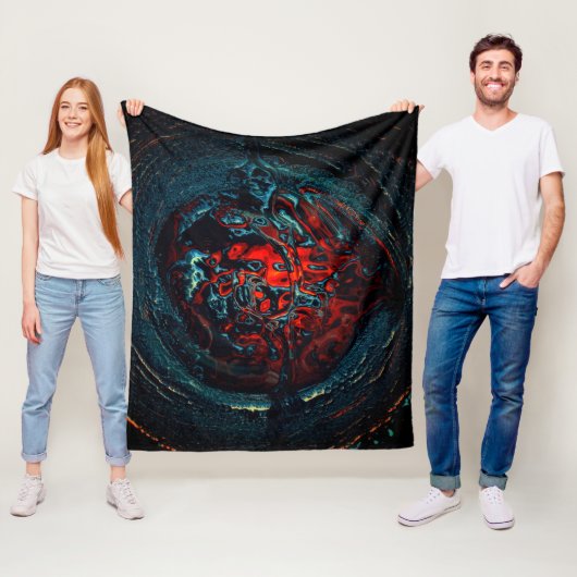 Ocean Inferno Rode Gloed Fleece Deken (In situ)