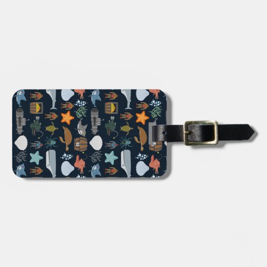Ocean Inhabitants Patroon 1 Bagagelabel (Voorkant horizontaal)
