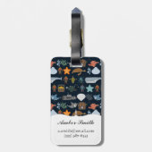Ocean Inhabitants Patroon 1 Bagagelabel (Achterkant verticaal)