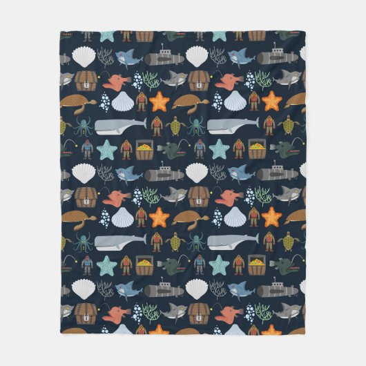 Ocean Inhabitants Patroon 1 Fleece Deken (Voorkant)