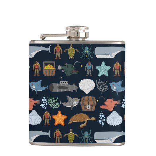 Ocean Inhabitants Patroon 1 Heupfles (Voorkant)