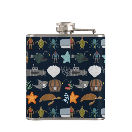 Ocean Inhabitants Patroon 1 Heupfles (Achterkant)