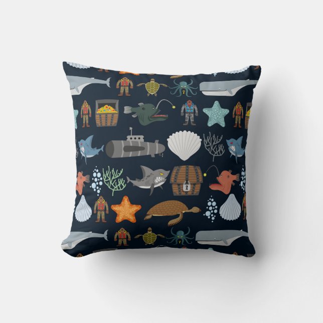 Ocean Inhabitants Patroon 1 Kussen (Voorkant)