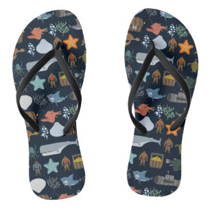 Ocean Inhabitants Patroon 1 Teenslippers