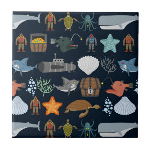 Ocean Inhabitants Patroon 1 Tegeltje