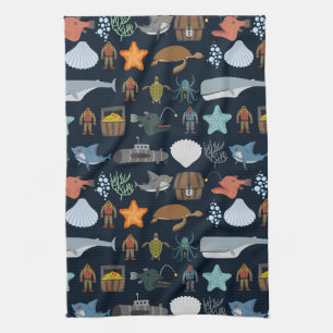 Ocean Inhabitants Patroon 1 Theedoek