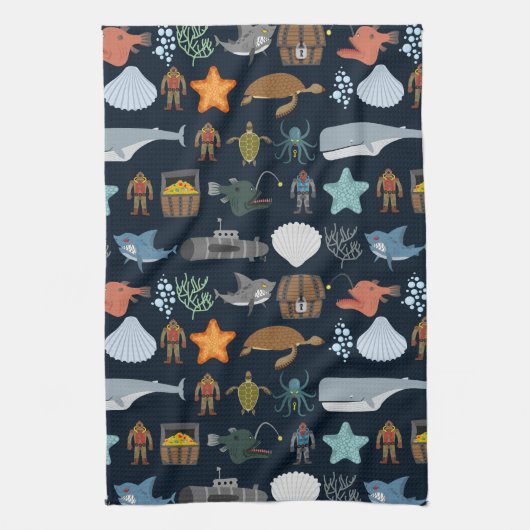 Ocean Inhabitants Patroon 1 Theedoek (Verticaal)