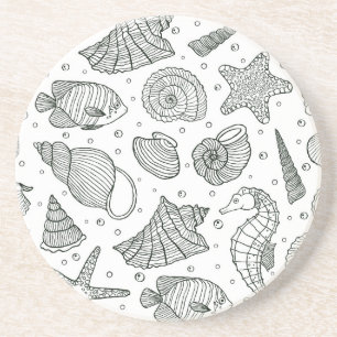 Ocean Inhabitants Patroon 3 Zandsteen Onderzetter