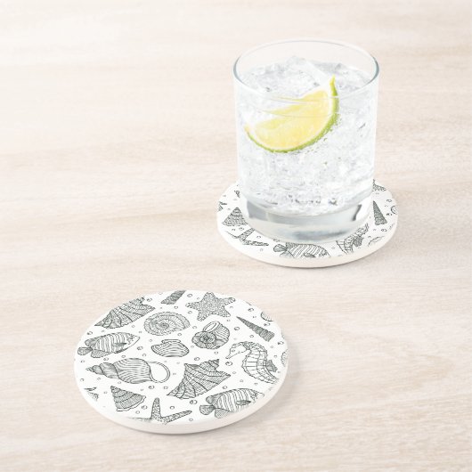Ocean Inhabitants Patroon 3 Zandsteen Onderzetter (Zijkant)