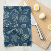 Ocean Inhabitants Pattern 2 Theedoek (Quarter Fold)