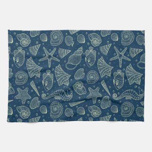 Ocean Inhabitants Pattern 2 Theedoek (Horizontaal)