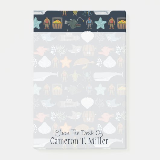 Ocean Inhabitants Pattern | Jouw namen toevoegen Post-it® Notes (Voorkant)