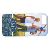 Ocean Inhabitants Pattern| Uw foto en monogram Case-Mate iPhone Case (Achterkant (Horizontaal))