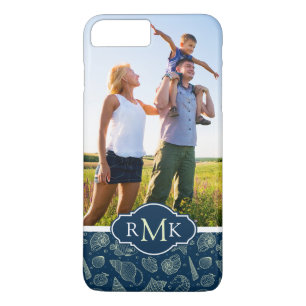 Ocean Inhabitants Pattern Uw foto en monogram Case-Mate iPhone Case
