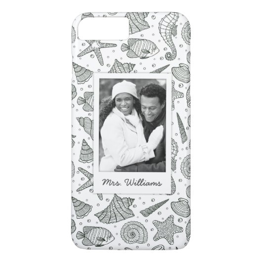 Ocean Inhabitants Pattern | Uw foto en naam Case-Mate iPhone Case (Achterkant)