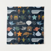 Ocean Inhabitants Pattern Wandkleed (Voorkant (horizontaal))