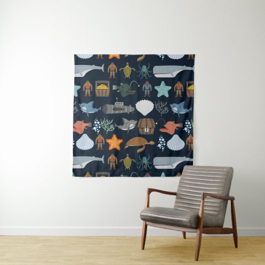 Ocean Inhabitants Pattern Wandkleed (In Situ (horizontaal))