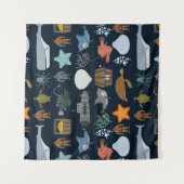 Ocean Inhabitants Pattern Wandkleed (Voorkant)