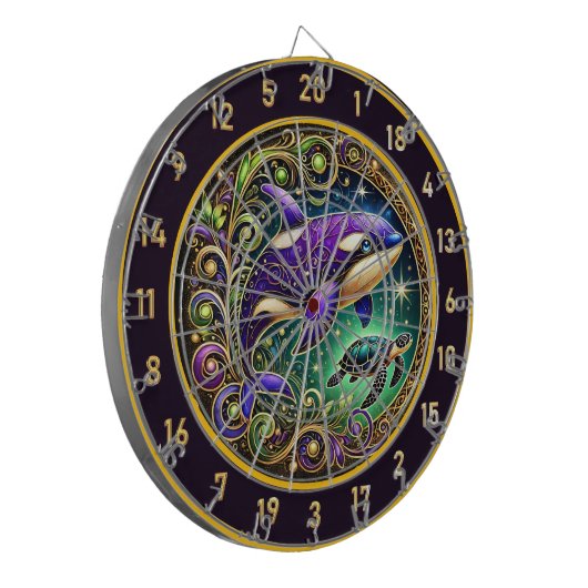 Ocean-Inspired Orca Dartboard Muuraccent Dartbord (Voorkant Links)