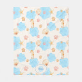 Ocean-Inspired Paw Print Patroon met zeepaardjes 2 Fleece Deken (Voorkant)
