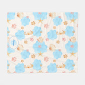 Ocean-Inspired Paw Print Patroon met zeepaardjes 2 Fleece Deken (Voorkant (Horizontaal))