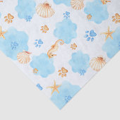 Ocean-Inspired Paw Print Patroon met zeepaardjes Tissuepapier (Detail)