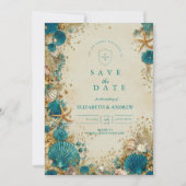 Ocean Inspired Seashell Wedding Save The Date (Voorkant)
