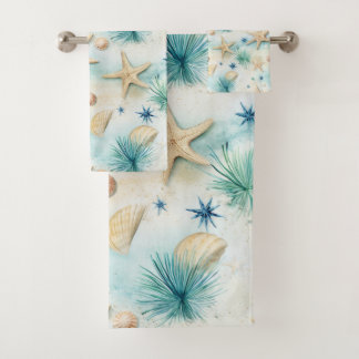 Ocean-Inspired Starfish & Seashells Coastal Decor Bad Handdoek