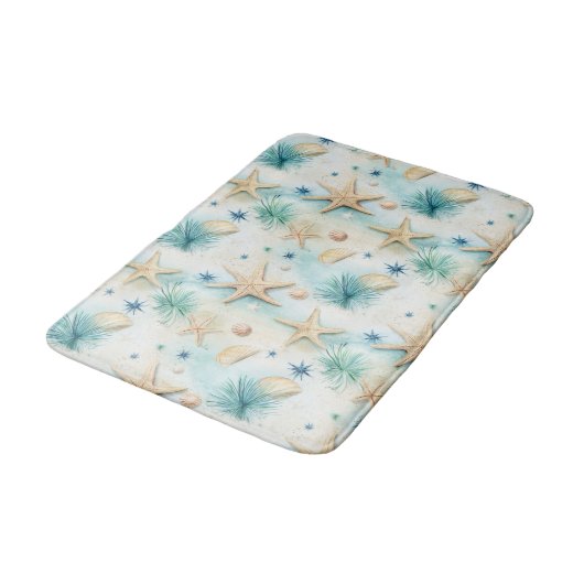 Ocean-Inspired Starfish & Seashells Coastal Decor Badmat (Gekanteld)