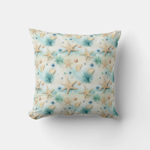 Ocean-Inspired Starfish & Seashells Coastal Decor Kussen