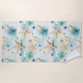 Ocean-Inspired Starfish & Seashells Coastal Decor Strandlaken (Voorkant)