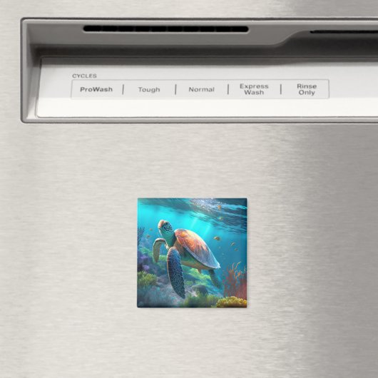 Ocean Inspired Turtle Illustration Decorative Magneet (Insitu (Vaatwasser))
