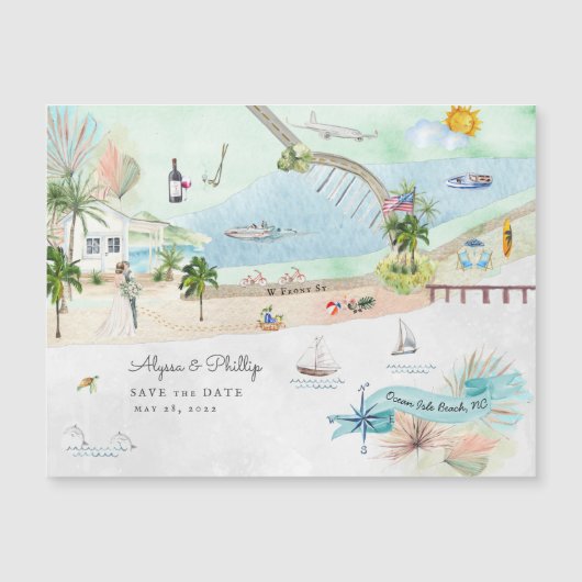 Ocean Isle Beach | North Carolina Illustrated Map (Voorkant)