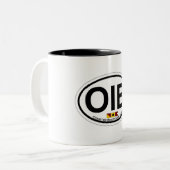 Ocean Isle Beach. Tweekleurige Koffiemok (Voorkant links)