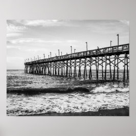 Ocean Isle Vist Pier Black en White Poster