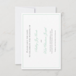 Ocean Jade, mint groen klassieker save the date ka