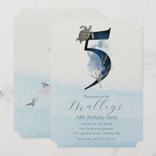 Ocean Jellyfish Age Number 5th Birthday Kaart (Voorkant / Achterkant)