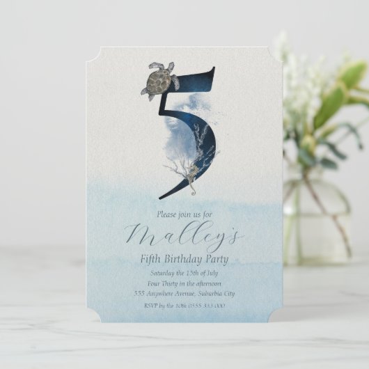 Ocean Jellyfish Age Number 5th Birthday Kaart (Staand voorkant)